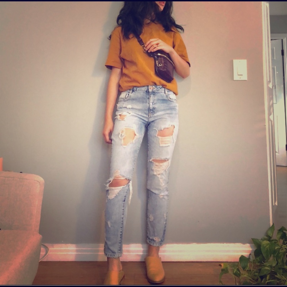 Zara Destroyed Boyfriend Jeans.